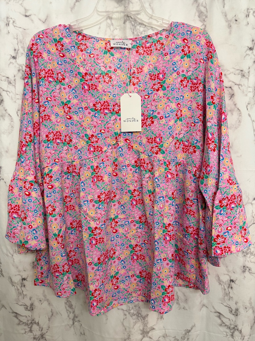 Emily Wonder Pink Floral Peasant Top